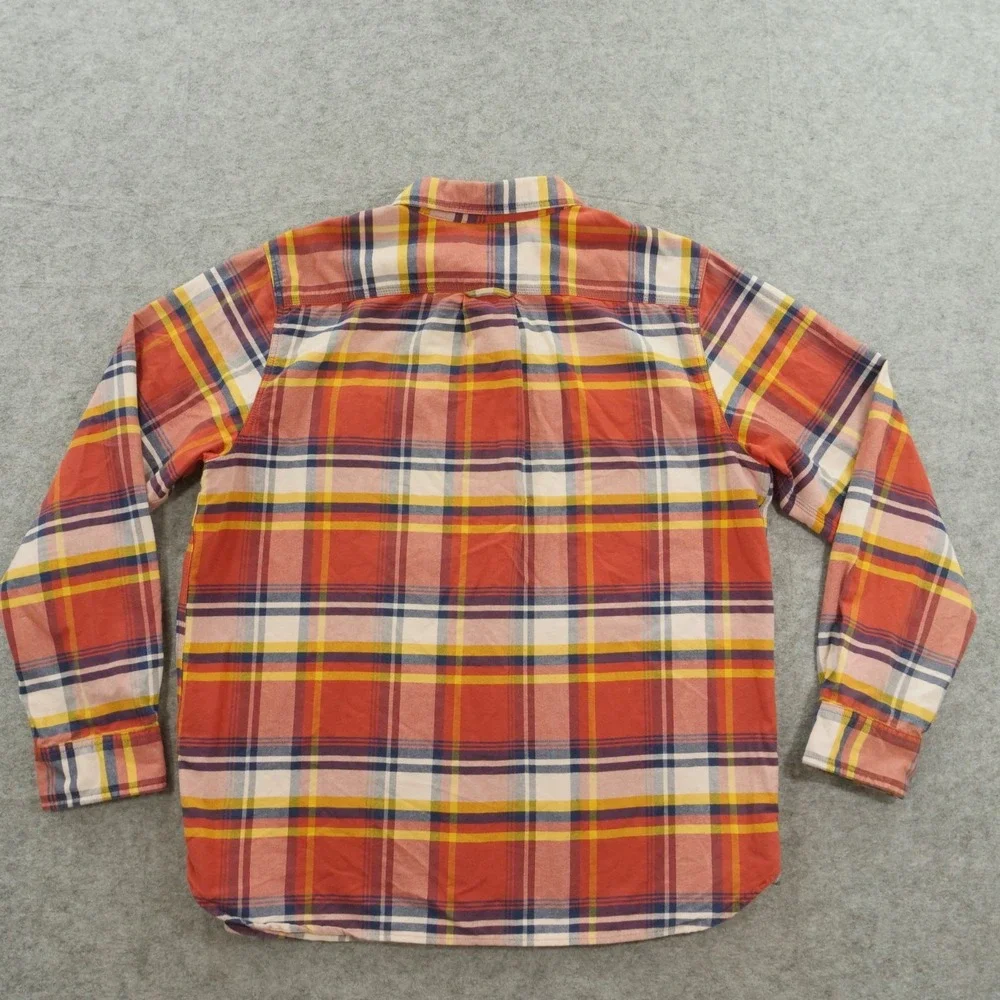 The North Face Shirt Mens Extra Large Orange Blue Button Long Sleeve Flannel